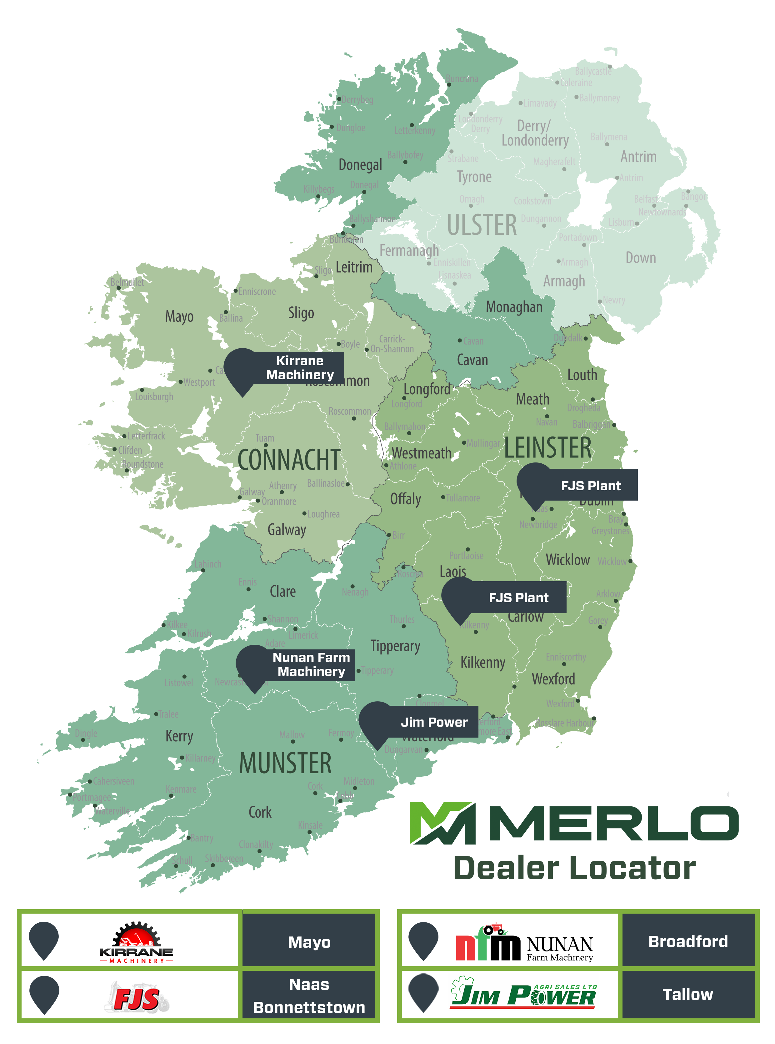 Ireland Dealer Map no north IRL updated aug 26